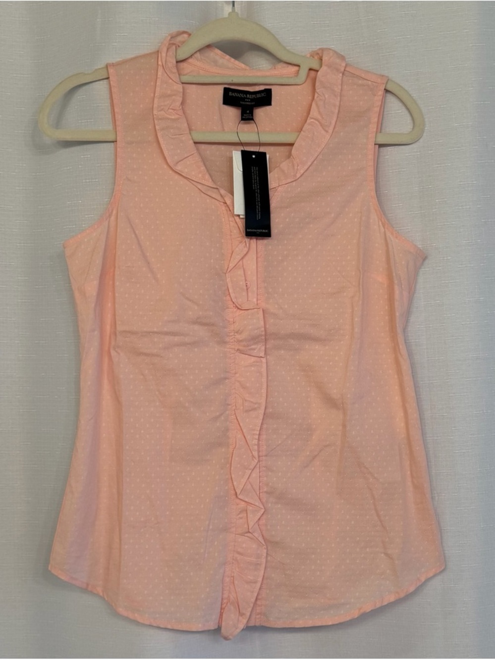 Banana Republic Sleeveless Ruffle Front Blouse Size 4 NWT Pink